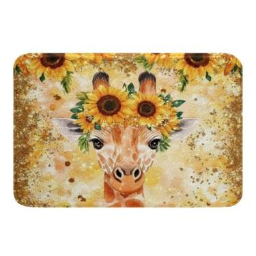 Imagem de Feelyou Lindo tapete de banheiro girafa 50,8 cm x 81,3 cm para crianças, zoológico, girassol, para banheiro, meninos, meninas, adolescentes, desenhos animados, florais, tapetes de banho para banheira,