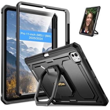 Imagem de Fintie Capa à prova de choque para iPad Pro de 11 polegadas (M5) 2025 / (M4) 2024 - [Anel mágico Tuatara] Capa protetora robusta com suporte giratório de 360 graus com protetor de tela e porta-lápis