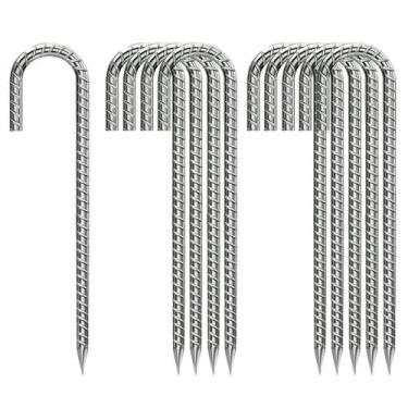 Imagem de Ground Stakes QNLONG 30 cm galvanizado J-Hook 10 unidades