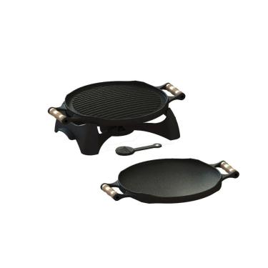 Imagem de Rechaud Bifeteira Redondo Dupla Face Ferro Fundido 33cm