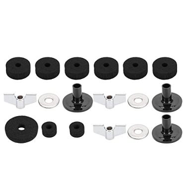 Imagem de Mingzhe Conjunto de Tambor de, Kit de Feltro de Prato Preto, Kit de Prato Antiderrapante, Protege o Prato, Melhora o Desempenho do Som para a Maioria Dos Conjuntos de Bateria (Preto)