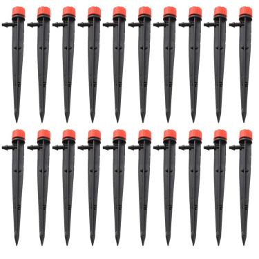 Imagem de Kit de irrigação por gotejamento com 8 saídas de água, 20 unidades de emissores de irrigação por gotejamento, fluxo de água ajustável de 360 graus, para sistema de irrigação de jardim DIY, hidroponia