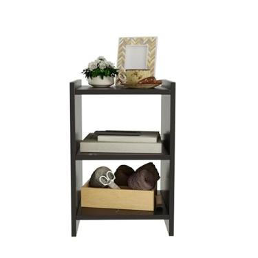 Imagem de Mesa de Cabeceira Retro com 2 Nichos 45x30x25cm para Quarto Casal e Solteiro (Preto)