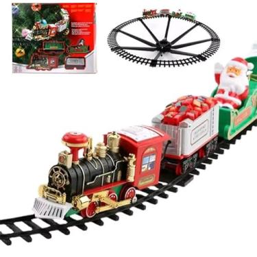 Imagem de Conjunto de Trem de Natal para Árvore de Natal, Brinquedo de Locomotiva Elétrica com Trilha Sonora e Luzes, Decoração