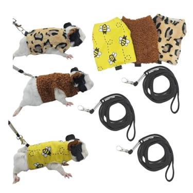 Imagem de 3 peças de coleira ajustável à prova de fuga para coelhos pequenos, porquinhos-da-índia, esquilos, chinchilas, coelhos e outros animais de estimação pequenos para passeios