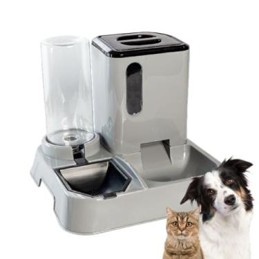 Imagem de Comedouro e Bebedouro Automático para Cães e Gatos - Alimentador Automático Pet com Sistema por Gravidade(Cinza)