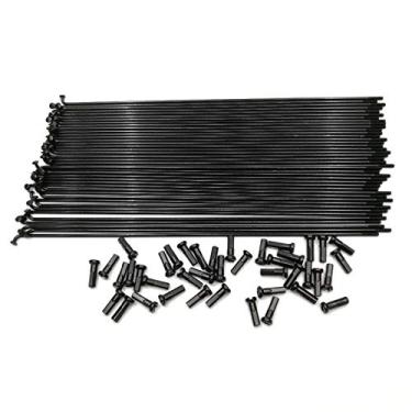 Imagem de Raios de bicicleta, raios de bicicleta 14 G 2,0 mm de diâmetro MTB raios cilindro cor preta J-Bend Mountain Cycling Road Bicycle Spokes para rodas de bicicleta 711 (284 mm)