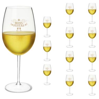Imagem de Taças Vinho Acrílico 600ml Boas Festas Taça Vinho 12pçs (TRANSPARENTE)