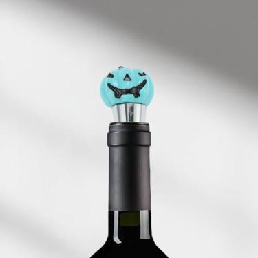 Imagem de Generic 1 peça de rolha de garrafa tom prateado anel de silicone amarelo liga de alumínio TPE resina azul verde tom prata 8,6 x 3,2 x 3,2 cm