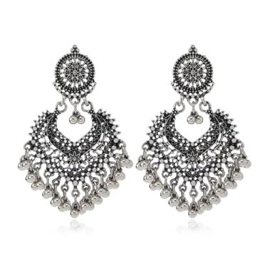 Imagem de Brincos Bollywood Jhumkas para mulheres, design de candelabro, joias indianas, acessórios de festa, casamento e roupas festivas