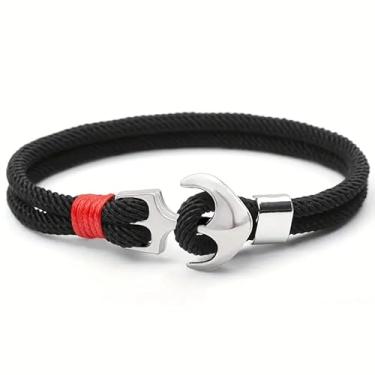 Imagem de Pulseira trançada de âncora náutica, joia artesanal de corda multicolorida para homens e mulheres, One Size, Poliéster, Sem Pedra Preciosa