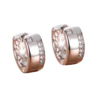 Imagem de Brincos de argola de zircônia cúbica branca folheados a ouro branco para mulheres, festas nupciais, brinco leve para presente para ela