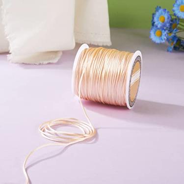Imagem de 1 rolo de fio de nylon de 1 mm, cordão de cetim de rabo de rato, material para fazer você mesmo, cordão de nylon para colar, pulseira, joias, artesanato feito à mão, 70 m)/rolo (PeachPuff)