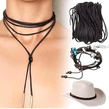 Imagem de Cordão de couro de camurça sintética marrom de 3 mm, cordão de renda de couro de 22 metros para fazer joias, pulseiras, colares, contas, projetos de artesanato, embrulho de presente