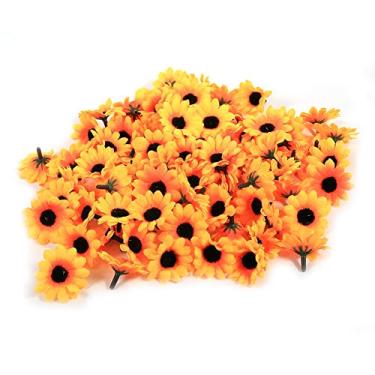 Imagem de Estink 100PCS Flores Artificiais de Margarida de Tecido Em Formato de Gerbera Com Cores Vibrantes para Decoração de Casamento e Mesa (#2Girassol Amarelo)