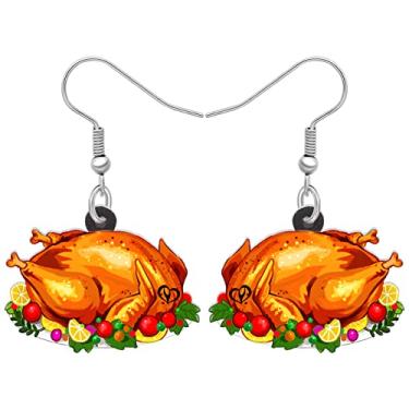 Imagem de Brincos fofos de peru assado no outono de Ação de Graças, presentes de Natal para mulheres, família, brincos engraçados de acrílico, joias festivas de outono para amantes de culinária, Medium