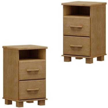 Imagem de Kit 02 Mesas De Cabeceira Madeira Maciça 44 Cm 2249 Freijo Milani Stor