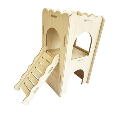 Imagem de Bothyi Toca de madeira para hamster, cabana ventilada, acessórios para gaiola, ornamento para paisagem, ideal para ratos, gerbos e hamsters sírios, Style B