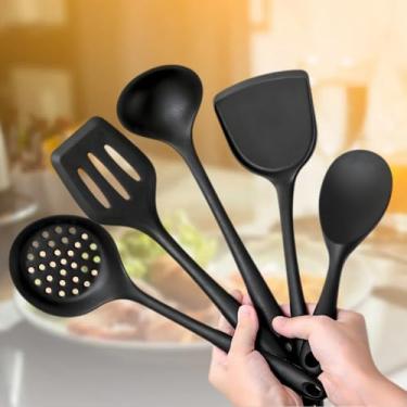 Imagem de Conjunto de utensílios de cozinha de silicone - 5 peças, preto