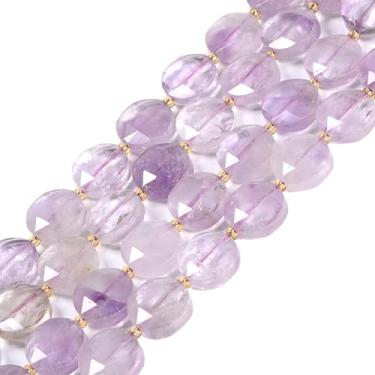 Imagem de Ametista lilás natural 15 mm facetada 11 peças moeda disco estrela de Davi contas soltas judaicas DIY joias fazendo fio 20 cm