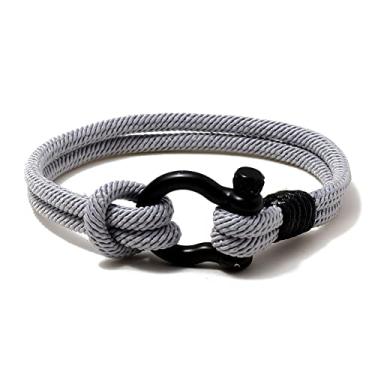 Imagem de Pulseira masculina de corda ajustável com fecho preto para sobrevivência ao ar livre, acessório de moda casual, Length 8.3 inches (21 cm), Aço inoxidável Corrente milanesa Aço inoxidável, Sem Pedra