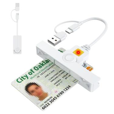Imagem de Leitor CAC com conector duplo 2 em 1 USB/Tipo C, leitor de cartão CAC de acesso comum militar DOD, leitor de cartão inteligente tipo C, compatível com Windows, Mac OS Mini Fold Plug and Play