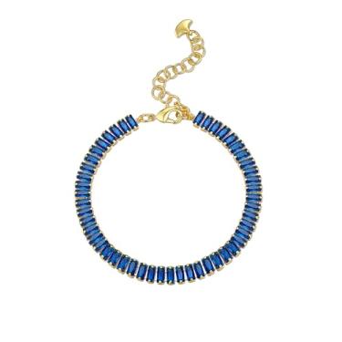 Imagem de Pulseira feminina banhada a ouro 18 K, empilhada, ajustável, esmeralda, rubi, safira, zircônia cúbica, para casamento, para mulheres, da SNGIA, vermelho, verde, azul, rosa, corrente delicada em