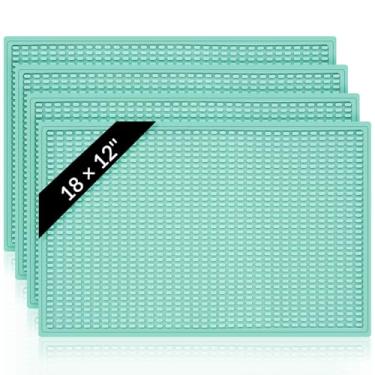 Imagem de Tioncy 4 peças de tapete de barra para bancada 45,7 x 30,5 cm, tapete de borracha antiderrapante verde natalino para pia, suprimentos essenciais, acessórios de bartending para Natal, cozinha