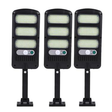 Imagem de Luminária Solar Externa À Prova D'Água IP67 Com Sensor De Movimento E Acendimento Automático, Refletor De Segurança Para Quintal E Jardim Com Controle Remoto - Pacote Com 3