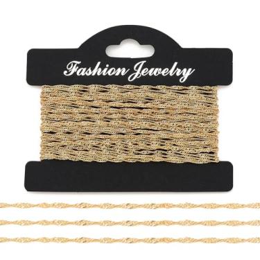 Imagem de WOZEAH Corrente de ouro de 5 metros para fabricação de joias, corrente banhada a ouro KC, corrente artesanal de joias, tornozeleira de colar DIY (TYPE8)