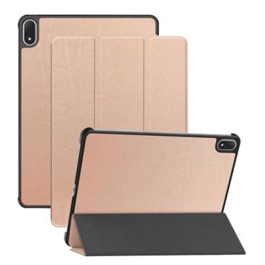 Imagem de Capa para tablet OnePlus Pad 3 de 13,2 polegadas, capa fina de policarbonato rígido à prova de choque com suporte fólio, resistente a arranhões, capa protetora leve (ouro rosa)