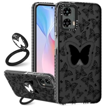 Imagem de Boaretiu Capa fofa Kawaii para Motorola Moto G 5G 2024 com suporte - Design moderno e legal com suporte de anel giratório de 360° para mulheres, meninas, meninos, adolescentes e meninas, capa para