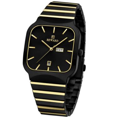 Imagem de relógio de quartzo masculino à prova d água  esportivo quadrado em aço inoxidavel