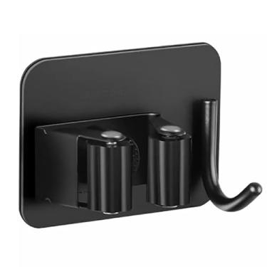Imagem de Porta Vassoura de Parede, Suporte e Organizador para Vassoura, Rodo e Utensílios de Limpeza, Ideal para Área de Serviço(1 entrada 1 gancho preto)