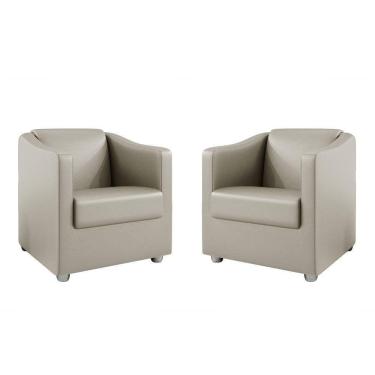 Imagem de Kit 2 Poltronas Decorativa Bia Material Sintético Bege Dal Poz Estofados