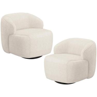 Imagem de Kit 02 Poltronas Decorativa Orgânica Giratória Para Sala Living Barolo