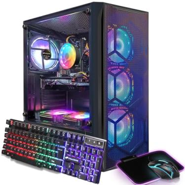 Imagem de STGAubron PC Desktop para jogos, Intel Core i7 até 3,9G, Radeon RX 580 8G, 16G RAM, 1T SSD, WiFi, BT 5.0, RGB Fan x6, RGB BT Sound Bar & Headphone, Windows 11 Home