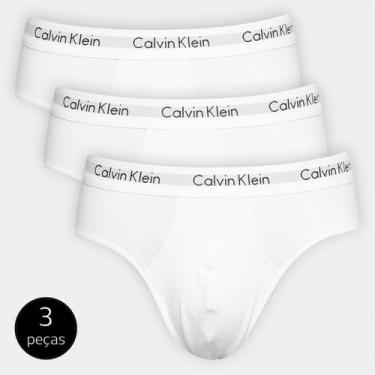 Imagem de Kit Cueca Slip Calvin Klein 3 Peças, Branco, P