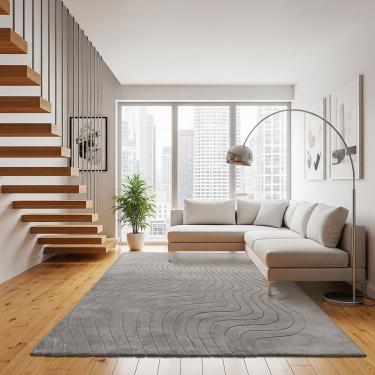 Imagem de Tapete Movimentos Curvas Cromio 200x250cm Tapetes São Carlos