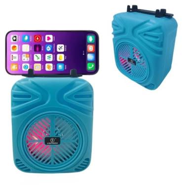 Imagem de Caixa de Som Bluetooth Portátil, 10W, LED RGB, 6 Cores, Suporte para Celular, Bateria 500mAh