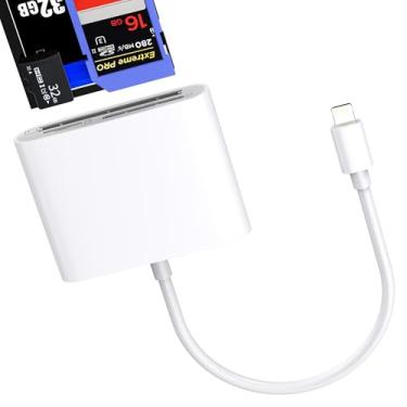 Imagem de Leitor de cartão SD para Iphone14 13 Pro Max (3 em 1) Lightning para Micro SD TF CF adaptador de memória para câmera digital Apple Compact Flash fêmea divisor de plugue para iPad Photo Speed Adaptador