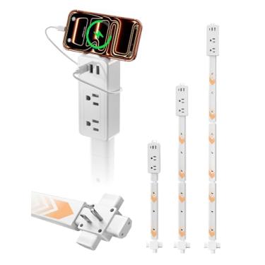 Imagem de Extensor de tomada elétrica com 2 portas CA, 2 portas USB A, 1 porta USB C, soquete expansor de tomada múltipla com 4 tomadas laterais para home office - 1 pacote