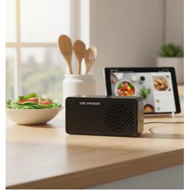 Imagem de Mini alto-falante USB para laptop, alto-falante vertical de computador de 3 W, alto-falante externo Plug and Play com cabo USB único, chip de decodificação de áudio embutido, design que economiza