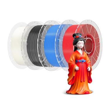 Imagem de Creality Conjunto de filamentos RFID para impressora 3D, filamento Hyper PLA de 1,75 mm para impressão 3D, filamento Hyper PLA RFID, alta precisão, carretel de 1 kg (preto + branco + azul + vermelho)