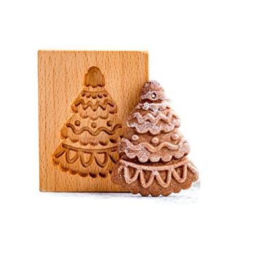 Imagem de Moldes de biscoito de flor Windwill de madeira, cortador de biscoito tipo prensa com forma de vento 3D moldes de impressão esculpidos à mão carimbo biscoitos de chocolate bolo ferramenta de cozimento