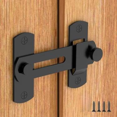 Imagem de Fechadura de porta de celeiro premium - Trava deslizante de 180 graus resistente com trava de porta dobrável e trava de porta de segurança, fácil instalação, perfeita para portas de celeiro, portas de