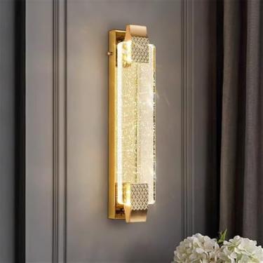 Imagem de Luminária de parede moderna e luxuosa em cristal com LED, estilo arte, para sala de estar, quarto, cabeceira, casa de campo, hotel, escritório, escada e corredor (Estilo 6 B D10H80CM)