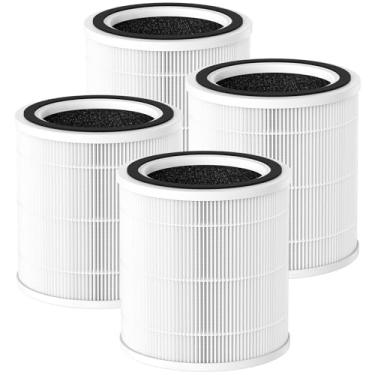 Imagem de Pacote com 4 filtros de purificador de ar AC400 para purificador de ar Purivortex AC400, sistema de filtragem HEPA verdadeiro H13 3 em 1, branco