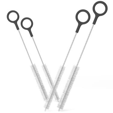 Imagem de Buenalife Conjunto de 4 escovas de limpeza resistentes - limpadores de canudo extralongos para canudos reutilizáveis de metal e plástico, para limpar pequenos espaços, copos com bico, garrafas de água