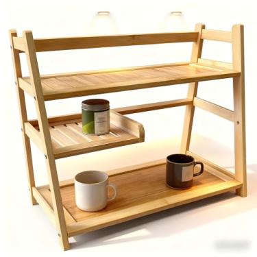 Imagem de Lnncdsc Organizador de estação de bambu Matcha – Prateleira de 3 camadas de grande capacidade, fácil de instalar para acessórios de matcha e café, perfeito para entusiastas de chá e café. (madeira